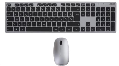 Asus W5000 Ensemble Clavier et Souris sans Fil 2,4 GHz Gris et Noir