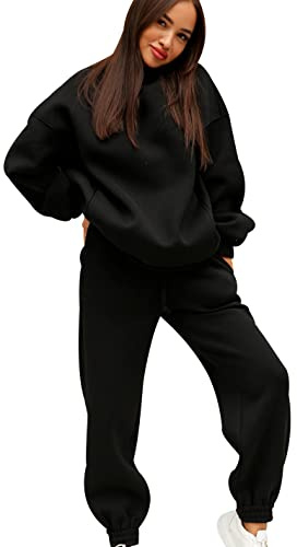 Ensemble Jogging Femme - Survêtement Sport Femme Noir Oversize XXL