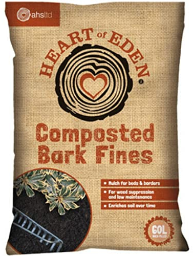 BHGS AHS Heart Of Eden Fine Composted Bark Gardening Landscaping Mulch 60L - Mulch For Beds, Borders - Weed Suppression - Enrich Soil