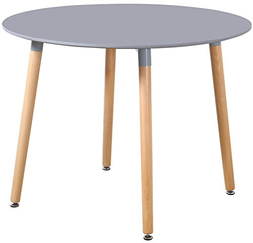 Charles Jacobs 100cm Circular Dining Table With Grey Tabletop and Solid Beech Wood Legs