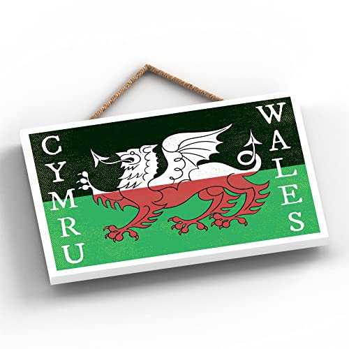 Global Designs Cymru Wales Welsh Dragon Sign Welsh Flag Decorative Hanging Wooden Plaque