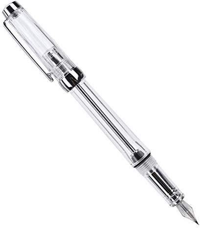 Penne, penna stilografica portatile di grande capacità per ufficio (bianco trasparente) forniture per ufficio