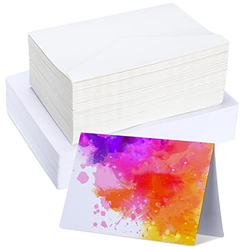 200 Stück leere Aquarellkarten und Umschläge-Set 10.2x15.2 cm, Weihnachtskarton, 300 g/m², schweres Papier, Baumwolle, Aquarell-Postkarte, Aquarell-Karton für Kinder, Kunst, Einladung, Dankeskarte