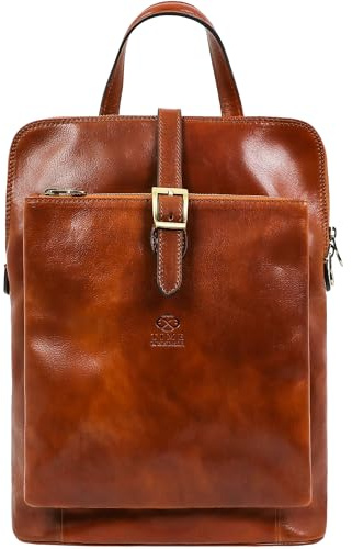 Time Resistance Rucksack aus Leder - Umwandelbar zu Schultertasche - 100% Lederrucksack - Vintage Rucksack Damen und Herren