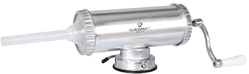 Blaumann Insaccatrice Manuale, Salsiccia, Sanguinaccio, Macchina per Salsicce, Capacità 1,5 kg, 3 Imbuti di Riempimento, Lega di Alluminio, Uso Domestico