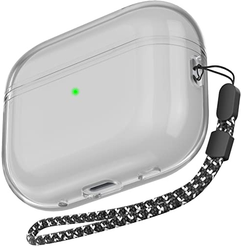 AHASTYLE Trasparente Custodie per AirPods Pro 2 Cover Custodia Antiurto Accessori compatible con Airpods Pro 2 Generazione (Nero Chiaro)