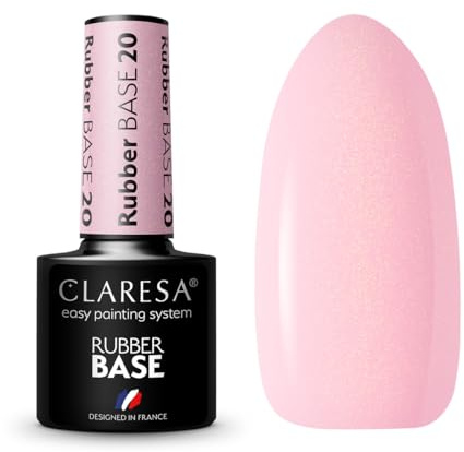 Claresa Base en caoutchouc 20 5 ml auto-modelant avec fibres de verre à utiliser soit pour les couvertures ou pour les étirements de 1 cm maximum