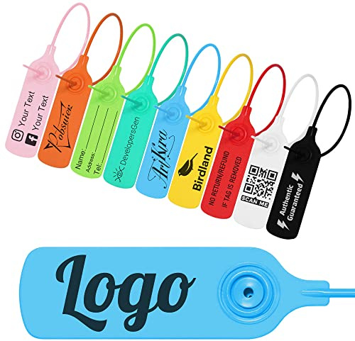 Pobsuier® 100 Hängeetiketten Personalisierte Plomben aus Kunststoff mit logo Personalisiert Sicherheitsetiketten als Versandetiketten 300mm
