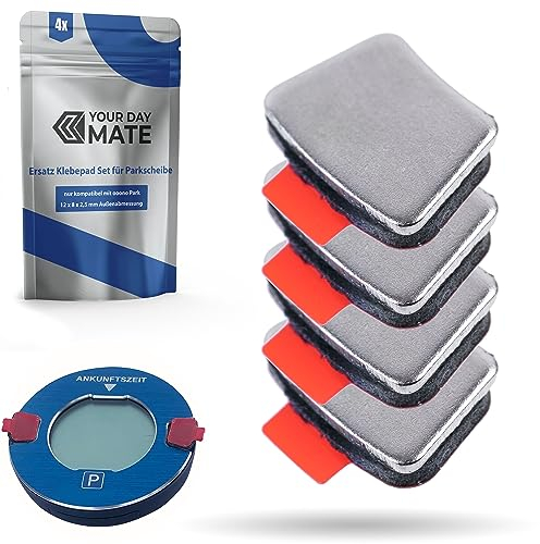 Ersatz Klebepads, 4 Stück, kompatibel mit OOONO PARK P-DISC NO1, NO2, NO3, CO-DRIVER NO2, Metallplättchen Klebesticker, für elektronische Parkscheibe, Blitzerwarner, Windschutzscheibe Klebestreifen
