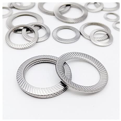 TULDYS Tellerfeder aus Edelstahl 304, gezahnte Sicherungsscheibe, gerändelte elastische Dichtung, M2,5, M3, M4, M5, M6, M8, M10, M12, M14, M16, DIN9250 A2-70 (Size : 50pcs M6)