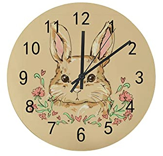 Reloj silencioso Reloj de pared 12 sin tictac lindo conejito conejo dibujos animados niño funciona con pilas reloj creativo de moda decoración del hogar para cocina oficina escuela sala de estar