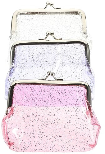 YARNOW Lot de 3 Petits Porte-Monnaie Transparents en Alliage et PVC avec Fermeture à Clip, Bien Organisés et Portables, pour Femmes la Plage au Bureau