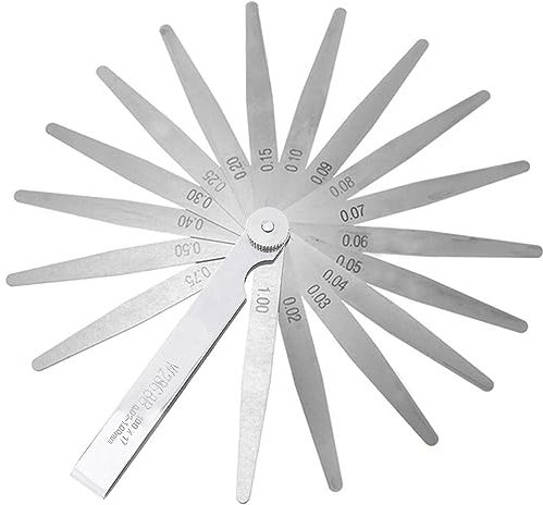 Bestgle Tapered Feeler Gauge, 17 Blades 0.02-1.00mm Metric Feeler Gauges for Gap Width Thickness Measuring Guage Tool