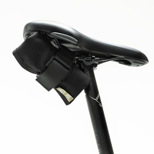 PACK2RIDE Blossom Wasserabweisende Fahrradsattel Tasche, RollTasche unter dem Sitz für Reparaturwerkzeuge, ideal für Mountainbikes und Rennräder - Schwarz