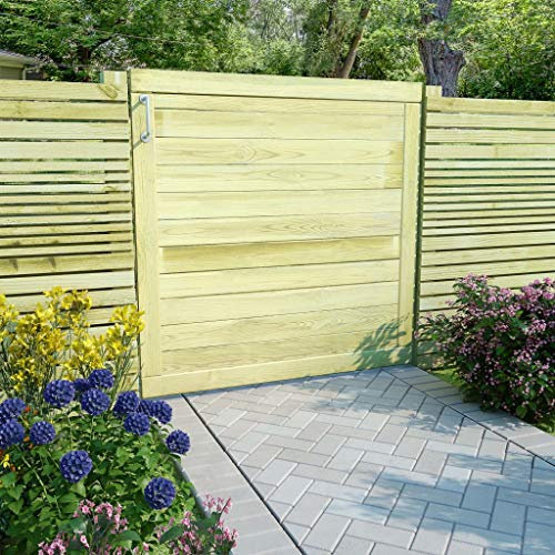 Homgoday Cancello da giardino, in legno, per giardino, terrazza, cortile, legno di pino impregnato, 100 x 100 cm