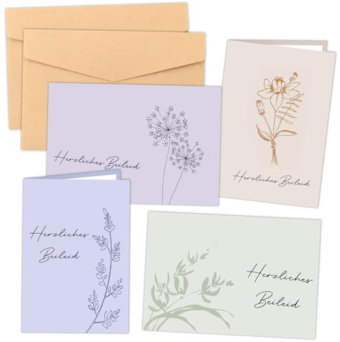 Dianelhall 12 Sets Tarjetas de Condolencia con Sobres Tarjetas de Más Sentido Pésame Tarjetas Plegables Funerarias con Refrán Tarjetas de Condolencia con Sobres de Papel Kraft para Compasión Entierro