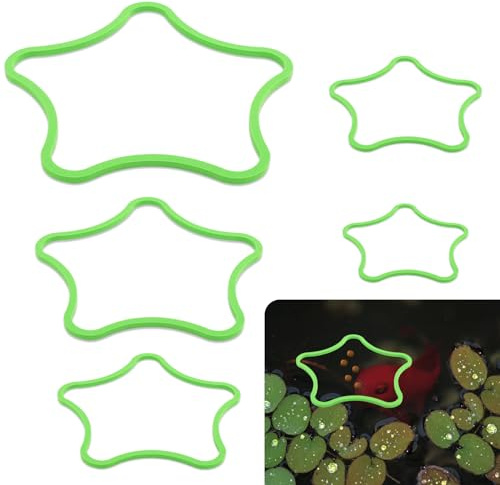 PEUTIER 5pcs Aquarium Floating Plant Rings, Star-Shaped Fish Feeding Rings Foam Fish Tank Plant Corral Duckweed Isolation Circle Keep Plants in Place (Green)
