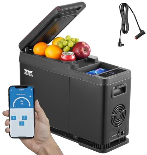 VEVOR Car Refrigerator, 12 Volt Car Armrest Refrigerator Fridge, 8 L Single Zone Portable Freezer, -4℉-68℉ Adjustable Range, 12/24V DC and 100-240V AC Compressor Cooler for Outdoor, Camping