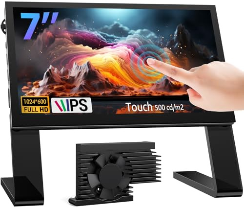 innomaker Display LCD IPS da 7 pollici, touch screen capacitivo 1024x600 HDMI Monitor con doppio altoparlante per Raspberry Pi 5/4B/3B+/3B/B+, supporto installazione di DAC/DAC PRO/AMP/AMP PRO