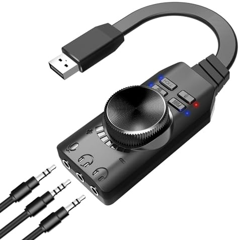 Carte Son Externe - Son Surround virtuel 7.1 Adaptateur USB Audio Optique avec contrôle du Volume | Carte Son sans Pilote, Interface Audio USB Portable pour League of Legend, Casque, Casque