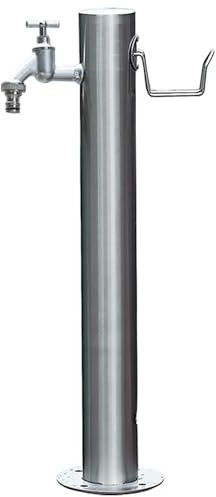 Fontaine de jardin verticale autoportante en acier inoxydable 304 avec robinet antigel et fontaine décorative pour jardin Hauteur 86 cm