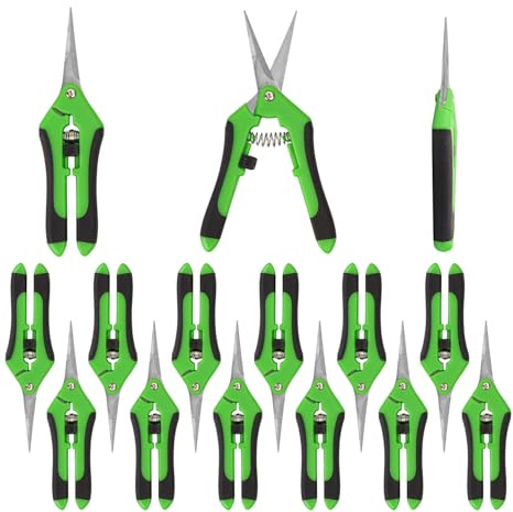 Biugaaufai 15 Pack 6.5 Inch Green Garden Pruning Scissors, Stainless Steel Blades Hand Pruner, Sharp Point Gardening Shears Cutter, A Must-have Gardening Pruning Shear, Supplies & Accessories