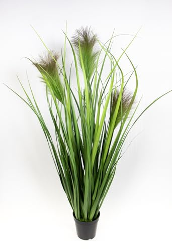 Seidenblumen Roß Chinaschilf/Chinagras im schwarzen Topf GA Gracillimus Kunstpflanzen künstliche Pflanzen künstliches Gras Dekogras (90x35cm)
