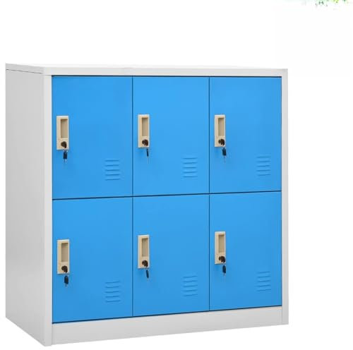 Xichuzi Schließfachschränke 2 STK Wertfachschrank, Schließfächer, Metallschrank, Personalschrank, Spindschrank, Stahlspind, Lagerschrank, Umkleideschrank, Hellgrau und Blau 90x45x92,5cm Stahl