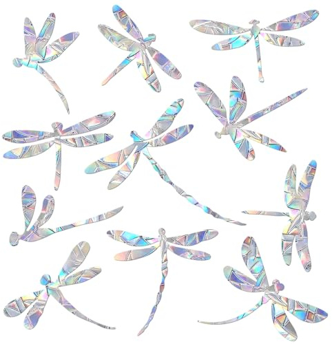 33 Stücke Anti Kollision Prisma Fenster Aufkleber Aufkleber für Vogelschläge, verhindern Glaskollisionen, stoppen Vögel fliegen in Fenster, Dragonfly-Shaped