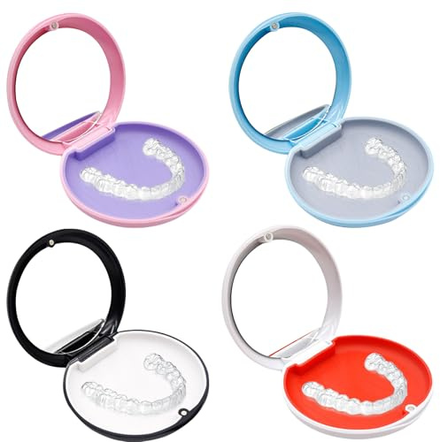 JSTHHTT 4 Pièce Boite Gouttiere Dentaire, Boite pour Appareil Dentaire, Boîtes pour Prothèses Dentaires, Boite a Dentier, Boite Goutiere dent Portable, pour Dentaires Facile à Nettoyer