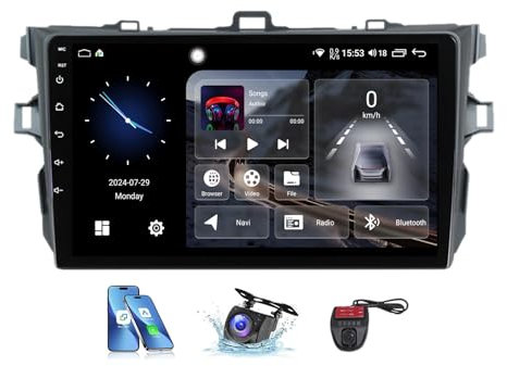 Android 13 9 QLED Écran Stéréo pour Toyota Corolla E140/150 2006-2013 Voiture sans Fil Carplay/Android Voiture Local Météo/DSP FM RDS Dab+ Radio/Commandes au Volant/BT 5.0/Caméra(NF-6)