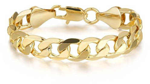 Bling King London – Gold Cuban Curb Link Bracelet 9mm Thick 8 inch Long