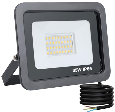 YCZM LED Strahler Außen 35W,LED Strahler IP65 Wasserdicht,Scheinwerfer 4500K Neutralweiß 3500LM,Außenstrahler 40 LEDs Schwarz Gehäuse,1 Stück Outdoor Floodlight für Garten Garage Hof Sportplatz Lager