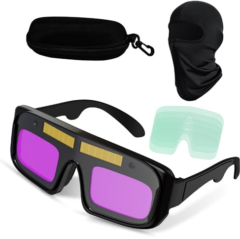 Welding Glasses Auto Darkening Safety Goggles True Color Welder Glasses Professional Solar Powered Auto Darkening Welding Goggles Welding Safety Glasses for TIG MIG ARC and Plasma Cutting