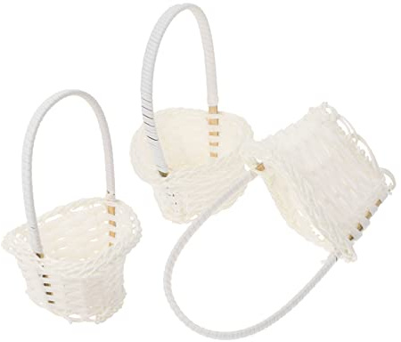 3Pack Rattan Flower Baskets 6 Pastoral Style – Hand-Woven Plastic Planter Baskets for Fresh & Dried Flowers for Home, Office, Wedding Table Decor