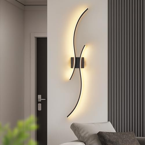 Homefire LED Wandleuchte Innen 100cm - 14W Wandlampe Schwarz Flurlampe Wand