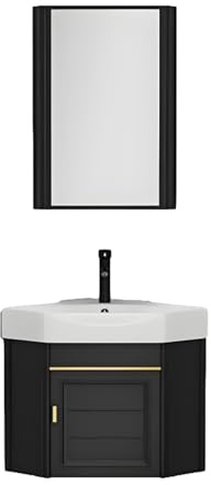 Conjunto de Lavabo y tocador de Esquina Compacto: tocador Flotante de Pared con Grifo y desagüe, Ideal para Espacios pequeños, solución Elegante para gabinetes de baño.