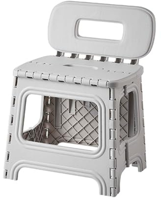 LOVIVER Marchepied Pliant, Chaise Pliante, Rangement Portable/, marchepied Ottoman pour intérieur, Cour, Salle de Bain, Garage, Camping, Gris Blanc