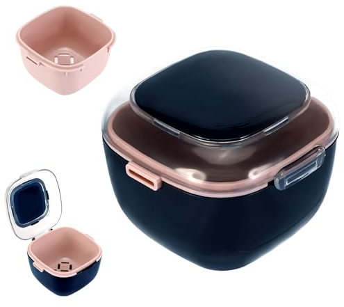 Zikenis Boîte de Dentier avec Passoire,Etui pour Dentier avec Couvercle | Boîte de Rangement pour Prothèses,Boite Appareil Dentaire,pour Trempage Nettoyage Stockage(Bleu nuit)