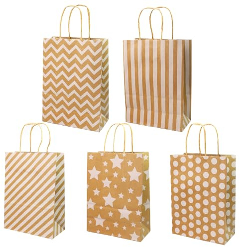 15 Stück Geschenktüten, Papiertüten Tüten 22 x 16 x 8cm Kindergeburtstag Papiertüten mit Henkel Geburtstag Papier Gastgeschenke Tüten Mitgebseltüten für Hochzeit Candy bar Geburtstag