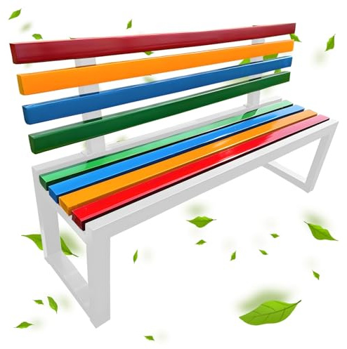 Générique Banc De Jardin Extérieur 2 Places Banquette De Parc en Bois Banquette De Balcon avec Dossier Résistant Aux Intempéries, 100/120/150cm Banc pour Terrasse Pergola Porche(Blanc,100cm)