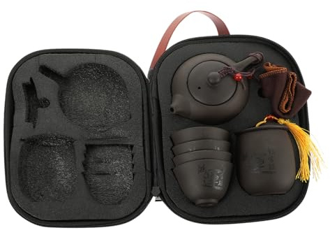 LIFKOME Set de Voyage Portable Argile Violette Service à Thé Chinois Résistant à Usure avec Théière Tasses et Boîte à Thé Kit Compact pour Sorties et Réunions