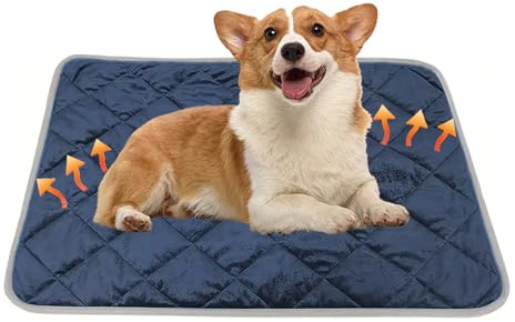 Swsen Selbstheizende Haustierdecke – Waschbare Wärmedecke für Hunde & Katzen, Weiche rutschfeste Thermomatte, Wiederverwendbare Kuscheldecke für Welpen, Kätzchen & Kaninchen, 50×70 cm, Blau