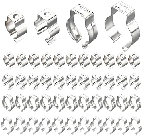 48pcs Spring Terry Clips,Wall Mounted Tool,Storage Metal Tool Clips for Hanging Tools, Assorted Various Size Tool Holder Wall Clips, Broom Holder Tidy Wall Clamp Set for Garden Organising Shed Garage
