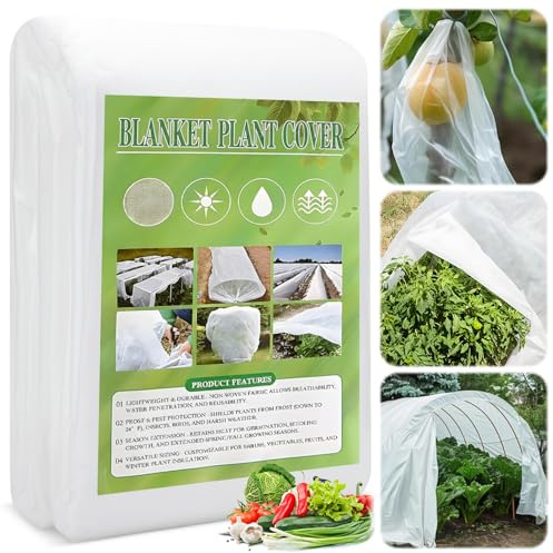 ZHUJIECAO 2 x 5 m Garden Fleece Frost Protection, Horticultural Fleece, frost protection for outdoor plants, Plant Cover for Winter of Vegetables Flowers Trees from Birds Insects