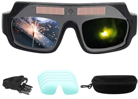 Njidher Lunettes de Soudage pour Hommes,Antidérapant Assombrissement Automatique Anti-Éblouissement,Lunettes De Protection Des Yeux Pour Soudage | Pour Professionnels Techniciens Passionnes