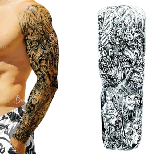 Kreeqe Atemberaubende, wasserfeste, temporäre Tattoo-Ärmel für den ganzen Arm – 40 einzigartige Designs für Erwachsene und Jugendliche – individuell gestaltbare Körperkunst (TQB-20, 170 x 480 mm)