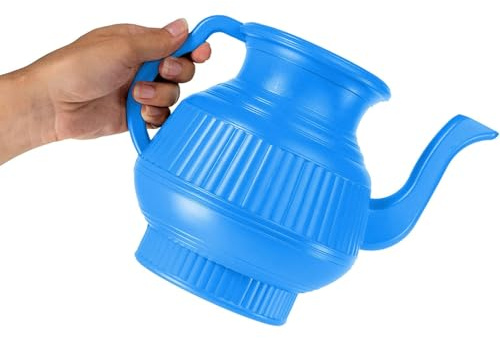 Water Jug Lota with Ergonomic Handle, Leak Resistant Lightweight Water Pouring Jug for Kitchen & Bathroom, Hygienic Easy to Clean Design, Space Saving, Pack of 2, (Blue)