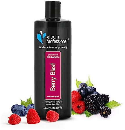 GROOM PROFESSIONAL Berry Blast Hundeshampoo - Hundeshampoo Gegen Juckreiz - Tiefenreinigendes Shampoo für Hunde - Verleiht Glanz & Geschmeidigkeit - Für Trockenes Fell - Fruchtiger Duft, 450ml
