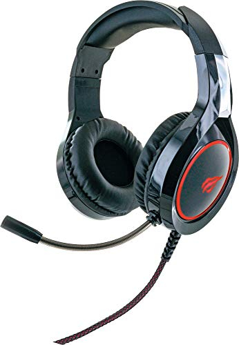 SCHWAIGER GH50 Gaming Headset Kopfhörer Over-Ear LED RBG Licht Flexibles Mikrofon Schaumstoff-Ohrpolster anpassbarer Kopfhörerbügel USB Noise Cancelling kabelgebunden 2,2m